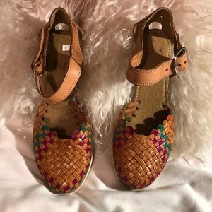 Genuine Tan Leather Wedge Sandal (NWOT)